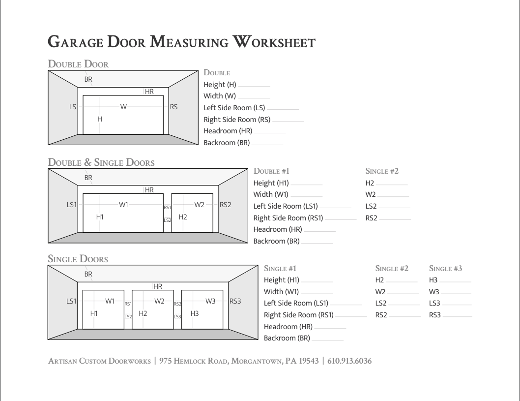 printable guide to measure for garage doors