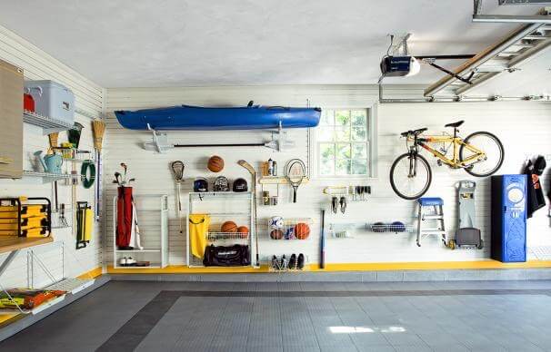 Organized multipurpose garage space.