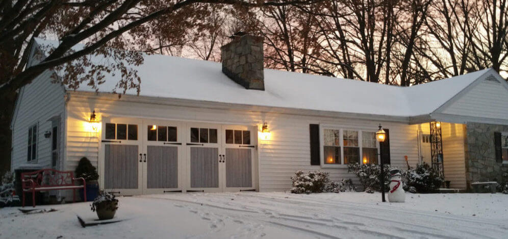 2 tone garage door on home