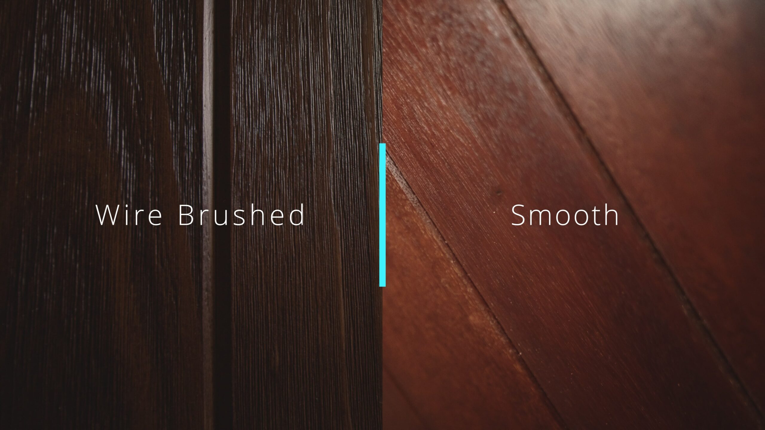 a side by side comparison of a wire brush finish and a smooth finish of a garage door